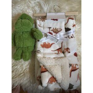 Modern Baby Dinosaur Baby Blanket with Dinosaur Plush